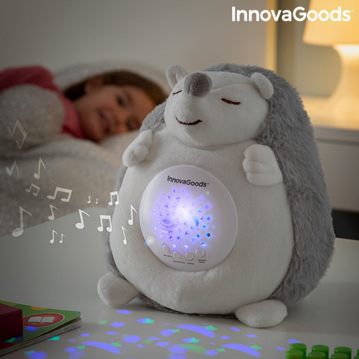 Hedgehog Soft Toy with White Noise and Nightlight Projector Spikey - MarktWonders 