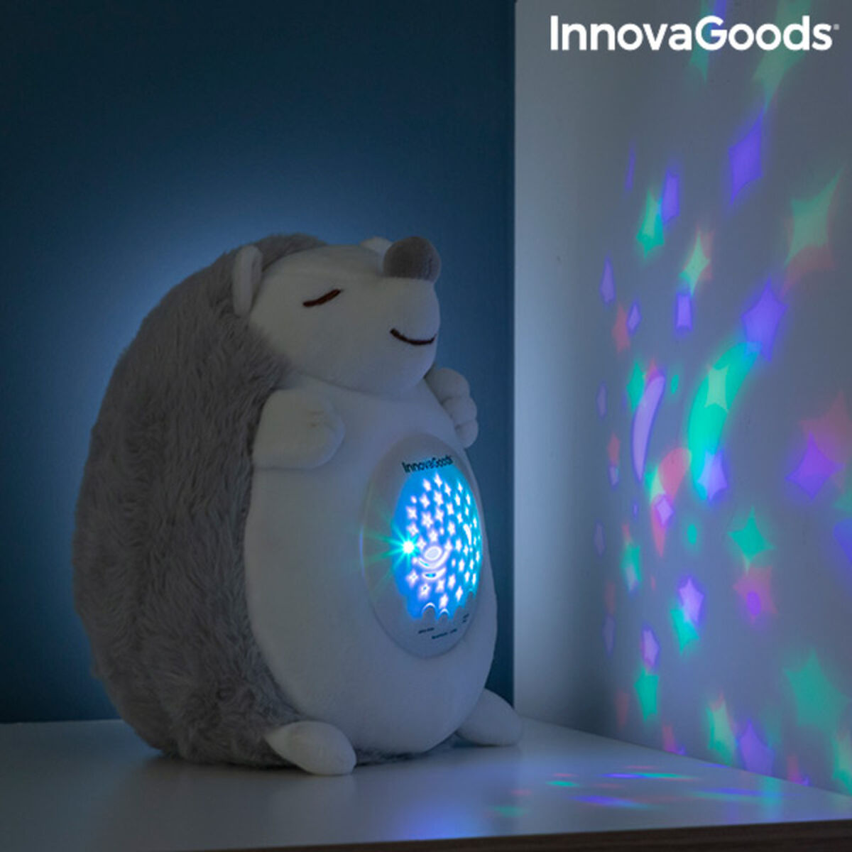 Hedgehog Soft Toy with White Noise and Nightlight Projector Spikey - MarktWonders 