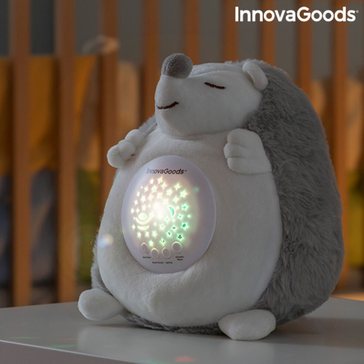 Hedgehog Soft Toy with White Noise and Nightlight Projector Spikey - MarktWonders 