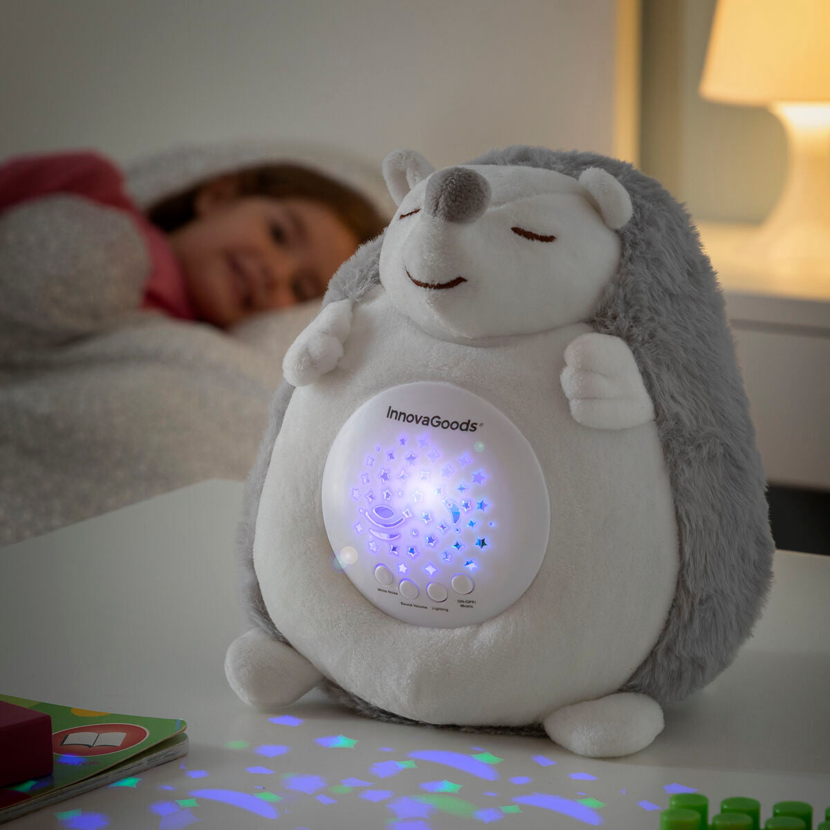 Hedgehog Soft Toy with White Noise and Nightlight Projector Spikey - MarktWonders 