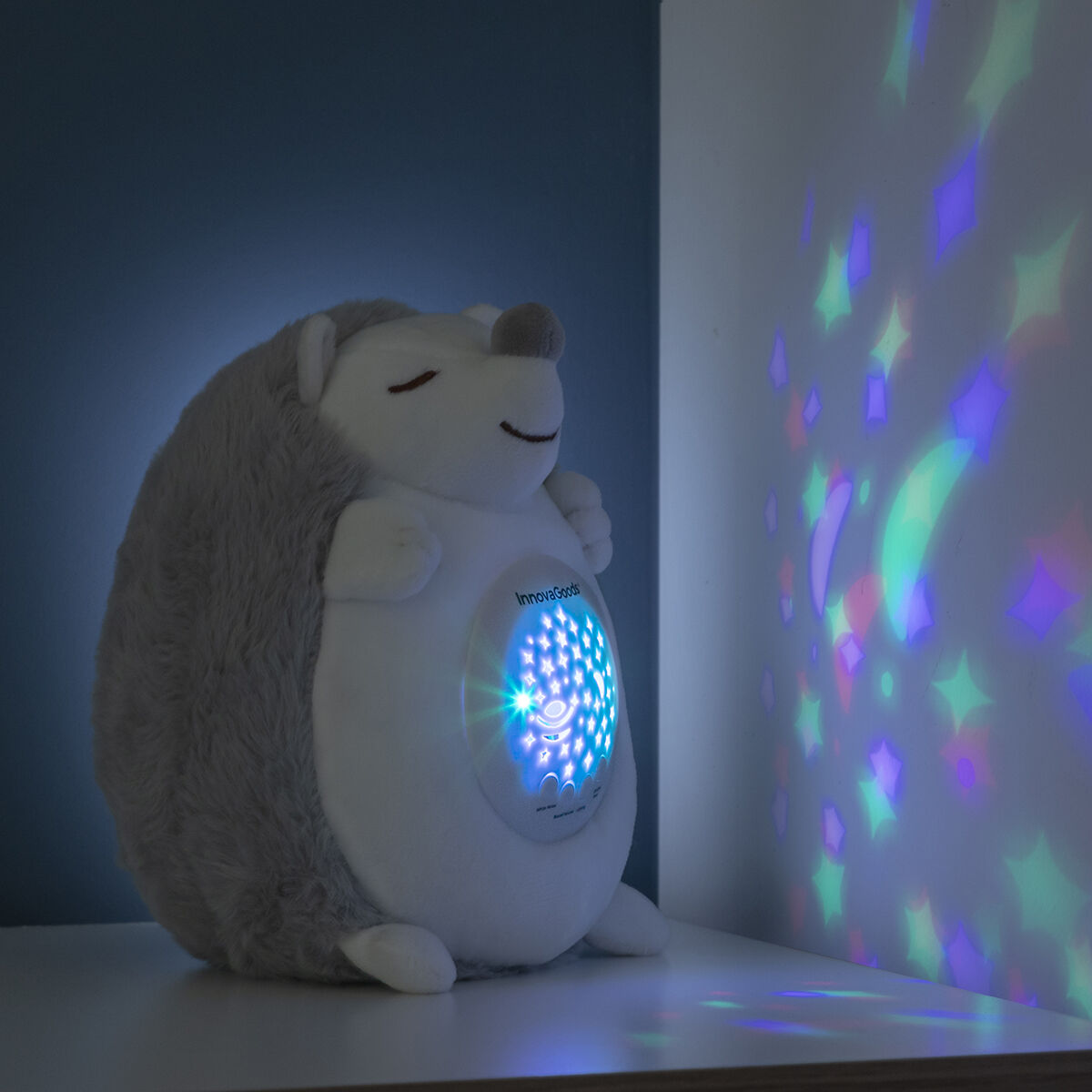 Hedgehog Soft Toy with White Noise and Nightlight Projector Spikey - MarktWonders 