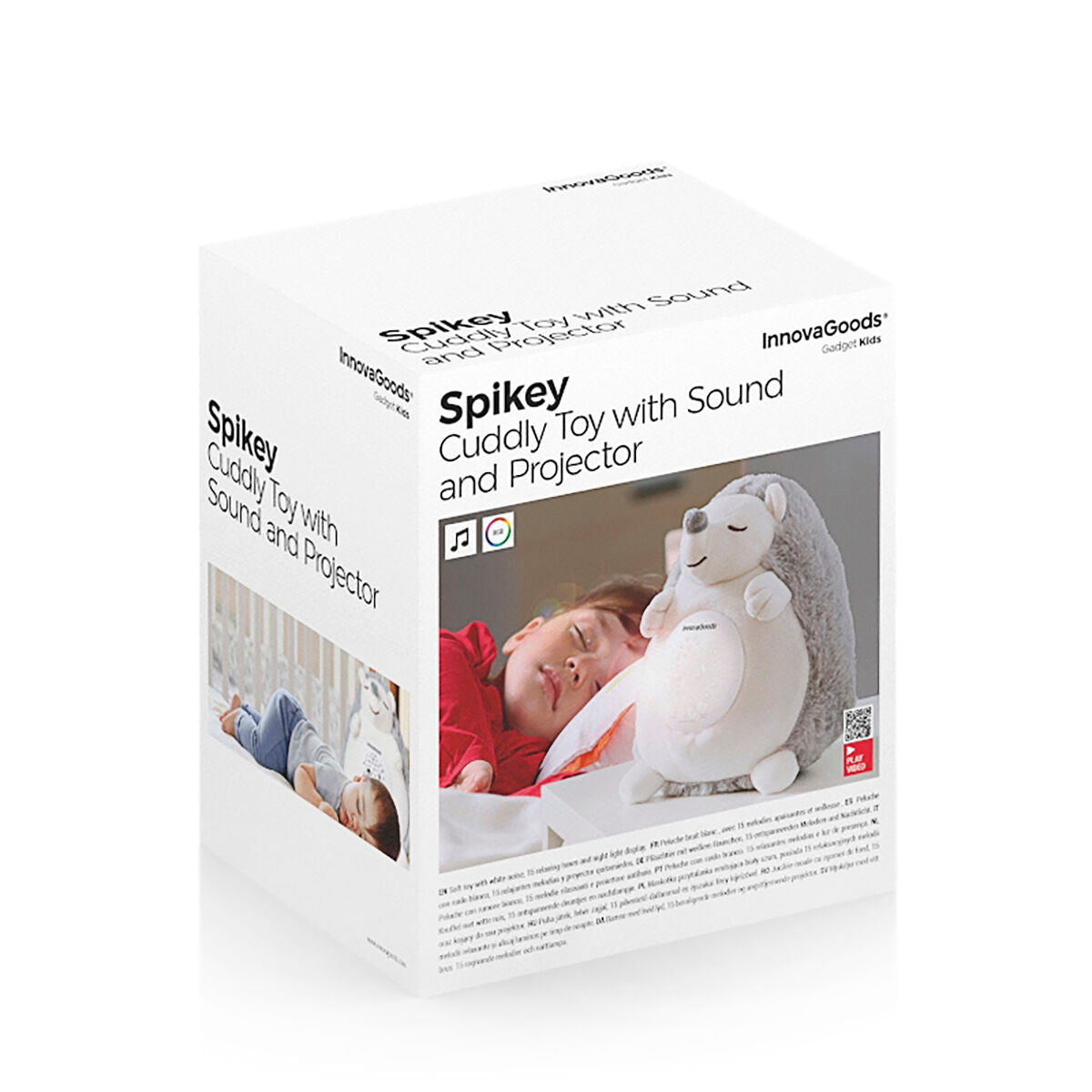 Hedgehog Soft Toy with White Noise and Nightlight Projector Spikey - MarktWonders 