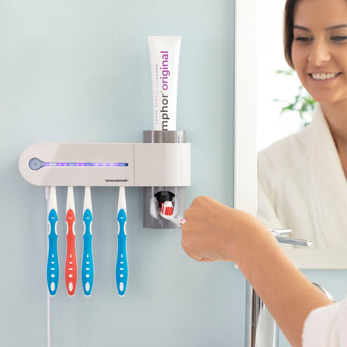 UV-Zahnbürsten-Sterilisator mit Halterung und Zahnpastaspender - MarktWonders 