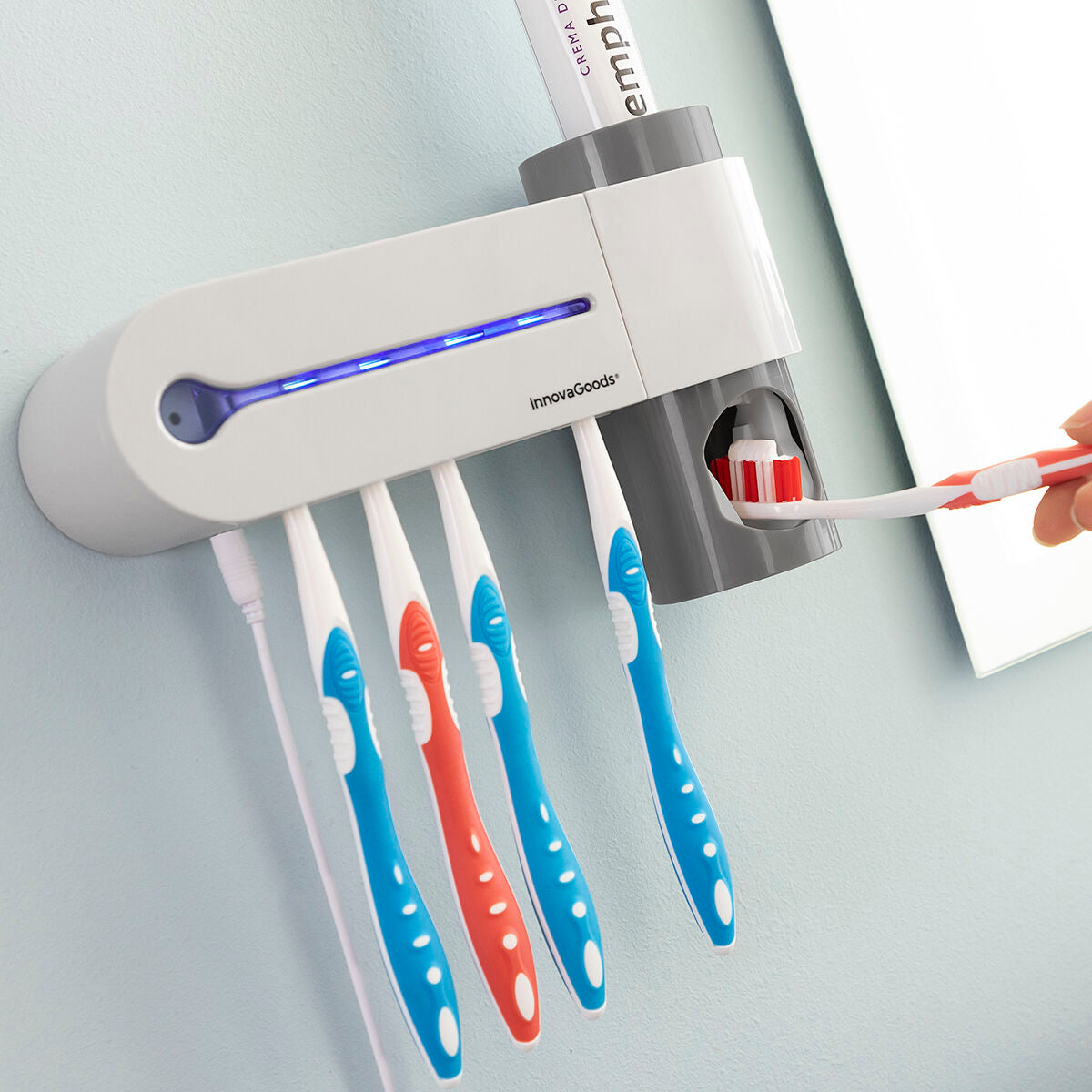 UV-Zahnbürsten-Sterilisator mit Halterung und Zahnpastaspender - MarktWonders 