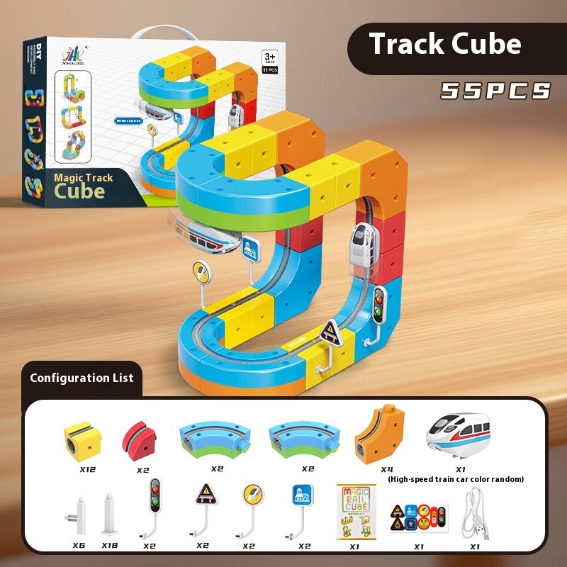 Children's Educational Track Cube Building Blocks Toys - MarktWonders 